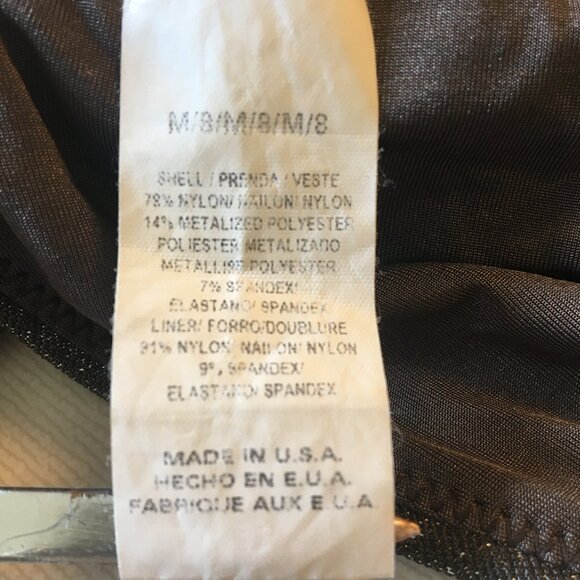 Vitamin A Stella Swimsuit Size 8/M Metallic Graphite Grey Deep Plunge Cheeky USA - Picture 5 of 6